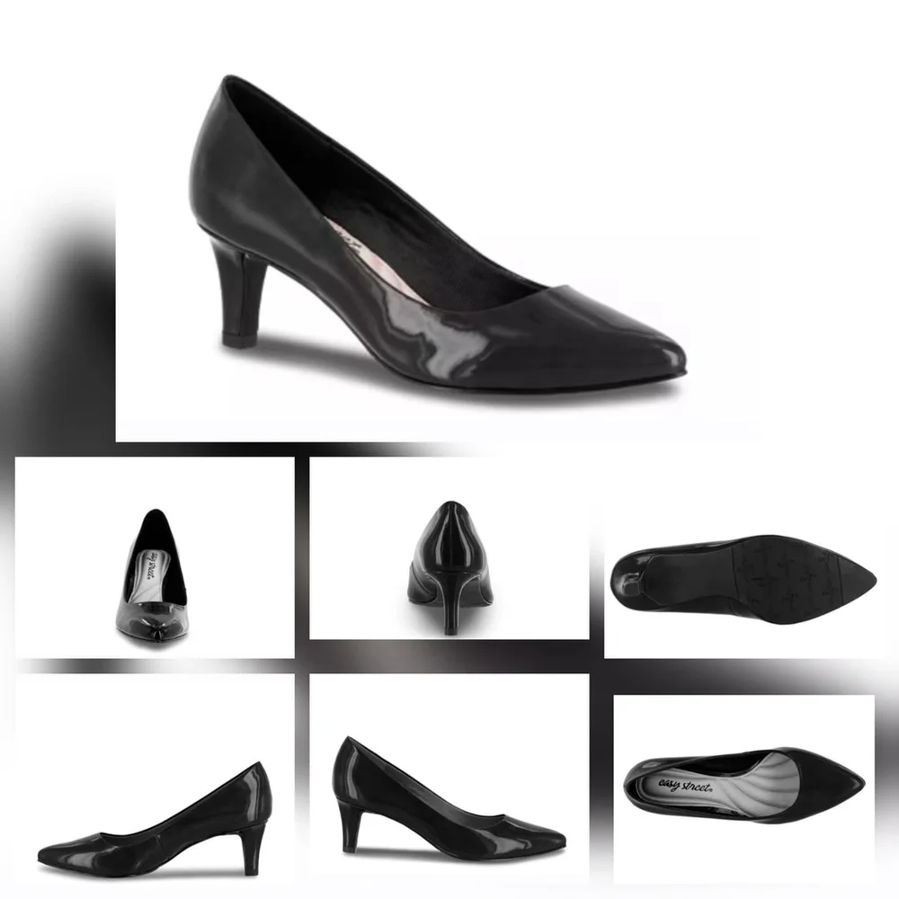 Easy Street Pointed Pumps Stiletto Heels 7 EXTRA WIDE - BLACK